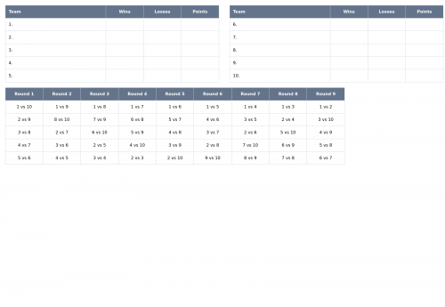 Printable 10 team round robin bracket