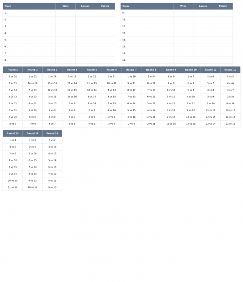 Printable 16 team round robin bracket
